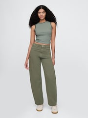 Gap Green High Waisted Barrel Jeans - Image 4 of 8