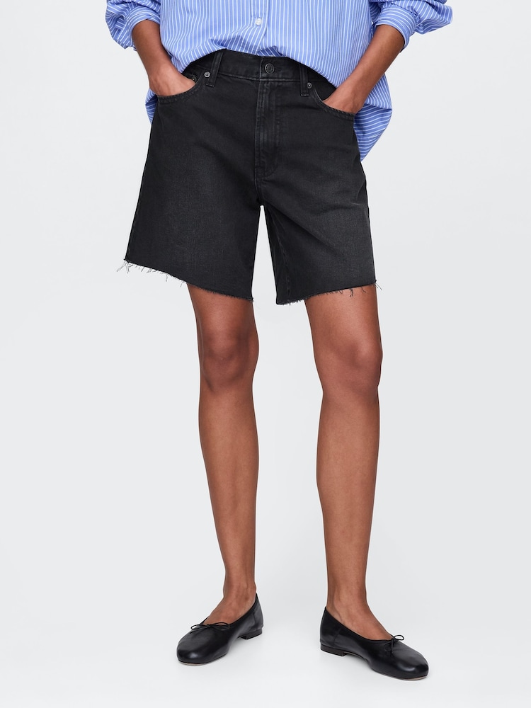 Gap Black Mid Rise 90s Loose Denim Bermuda Shorts - Image 1 of 5