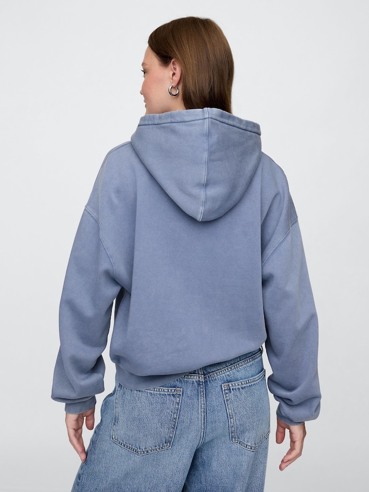 Gap Blue Vintage Soft Fleece-Lined Cropped Logo Hoodie - Image 2 of 7