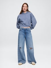 Gap Blue Vintage Soft Fleece-Lined Cropped Logo Hoodie - Image 3 of 7