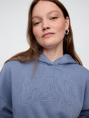 Gap Blue Vintage Soft Fleece-Lined Cropped Logo Hoodie - Image 4 of 7