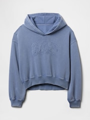 Gap Blue Vintage Soft Fleece-Lined Cropped Logo Hoodie - Image 5 of 7