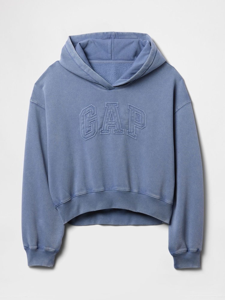 Gap Blue Vintage Soft Fleece-Lined Cropped Logo Hoodie - Image 5 of 7