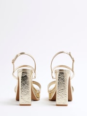 River Island Gold Wide Sling Back Platform Sandals - Image 3 of 4