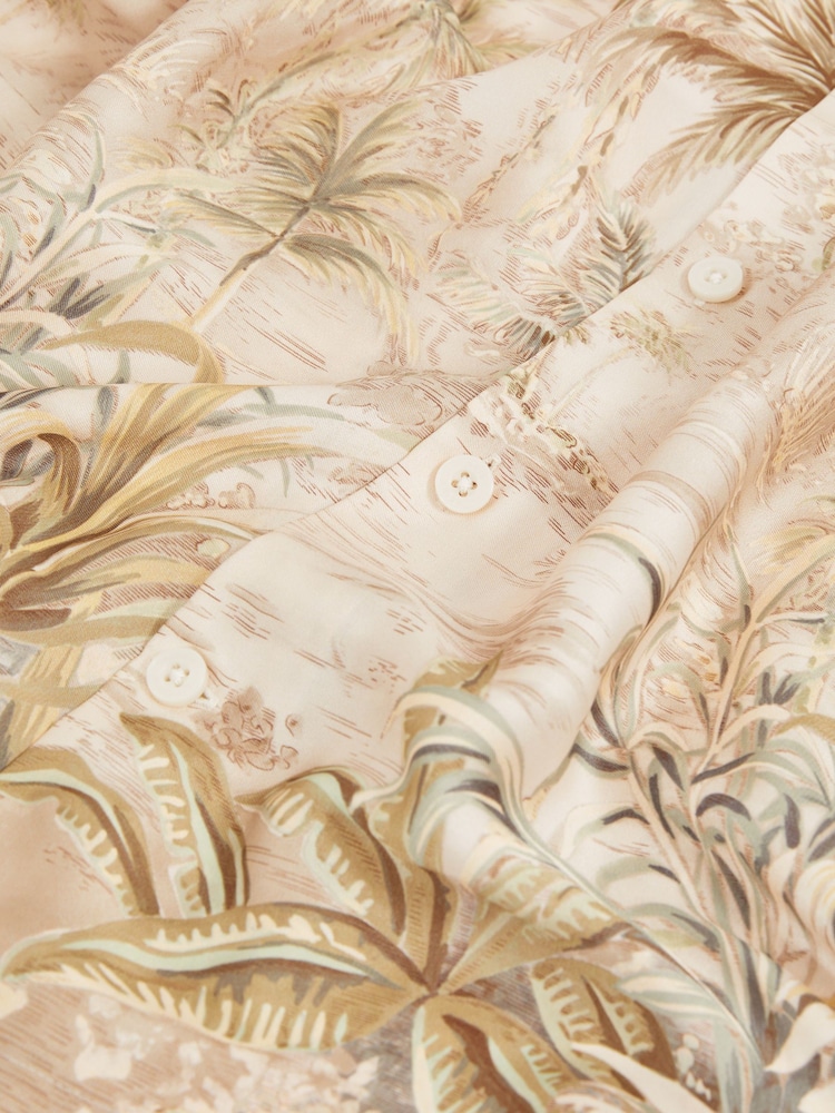 Reiss Soft Sage Green Yoshi Jungle Print Cuban-Collar Shirt - Image 5 of 5