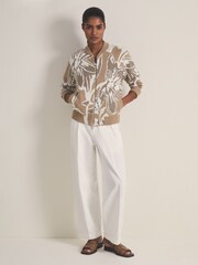 Reiss Mink Avery Reiss | Les 100 Ciels Jacquard Cardigan - Image 1 of 6