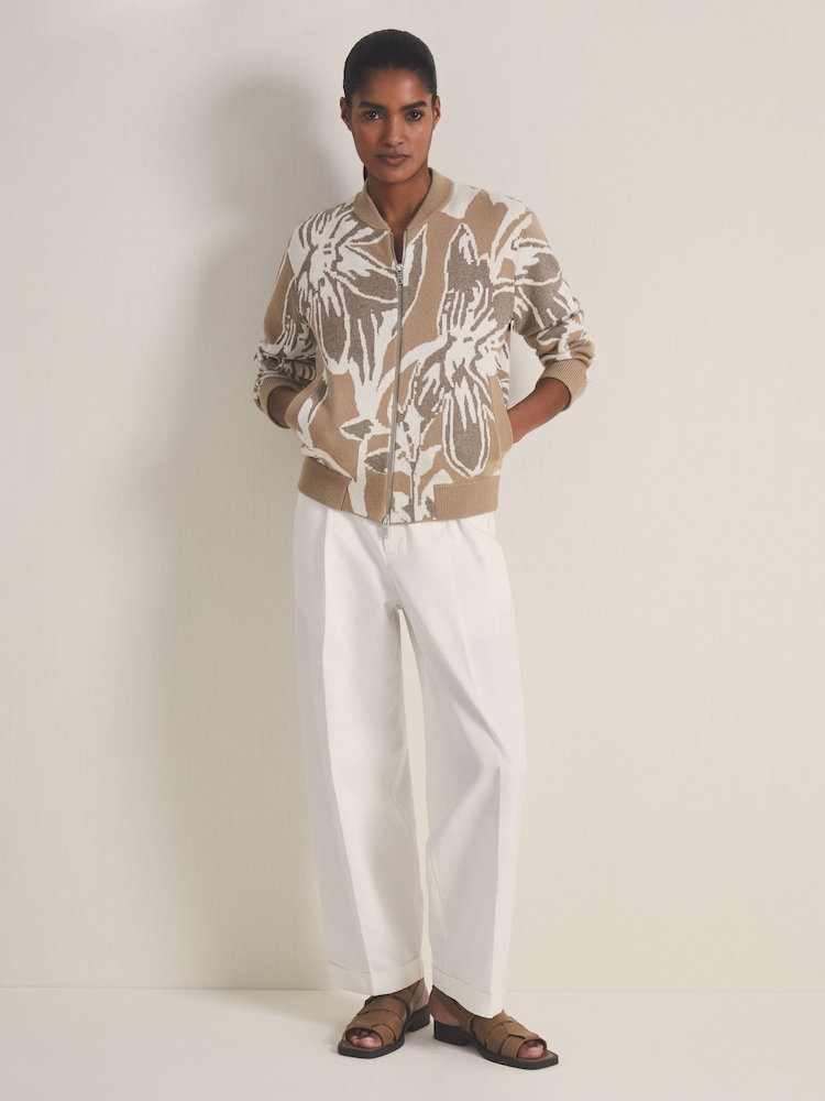 Reiss Mink Avery Reiss | Les 100 Ciels Jacquard Cardigan - Image 1 of 6