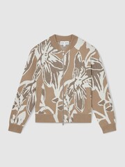 Reiss Mink Avery Reiss | Les 100 Ciels Jacquard Cardigan - Image 2 of 6