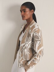 Reiss Mink Avery Reiss | Les 100 Ciels Jacquard Cardigan - Image 3 of 6