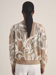 Reiss Mink Avery Reiss | Les 100 Ciels Jacquard Cardigan - Image 4 of 6