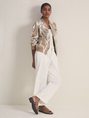 Reiss Mink Avery Reiss | Les 100 Ciels Jacquard Cardigan - Image 5 of 6