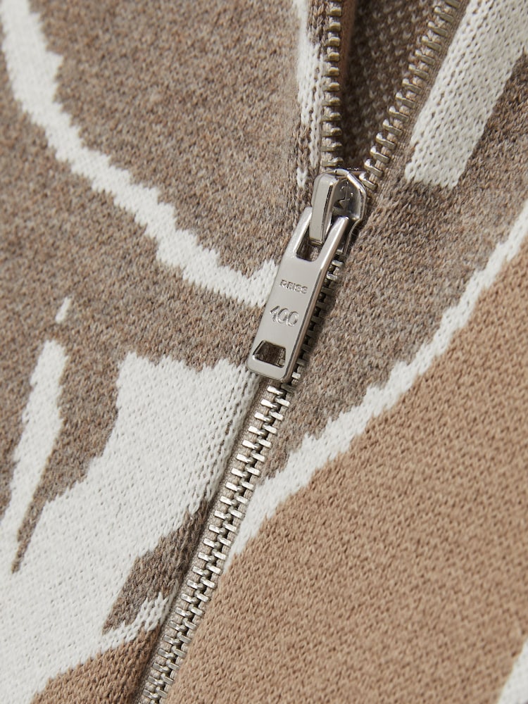 Reiss Mink Avery Reiss | Les 100 Ciels Jacquard Cardigan - Image 6 of 6