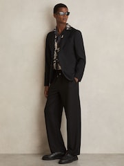 Reiss Black Yoshi Jungle Print Cuban-Collar Shirt - Image 5 of 6