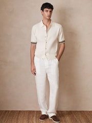 Reiss White Silva Reiss | Ché Textured Cuff-Trim Shirt - Image 1 of 6