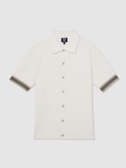 Reiss White Silva Reiss | Ché Textured Cuff-Trim Shirt - Image 2 of 6