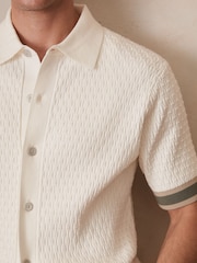 Reiss White Silva Reiss | Ché Textured Cuff-Trim Shirt - Image 3 of 6