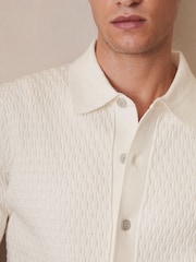 Reiss White Silva Reiss | Ché Textured Cuff-Trim Shirt - Image 4 of 6