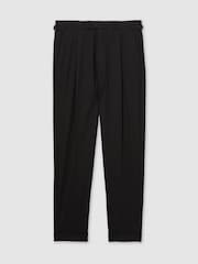 Reiss Black Cantwell Cotton-Blend Tapered Trousers - Image 2 of 6