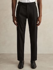 Reiss Black Cantwell Cotton-Blend Tapered Trousers - Image 3 of 6