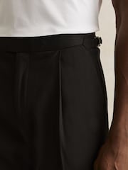 Reiss Black Cantwell Cotton-Blend Tapered Trousers - Image 4 of 6