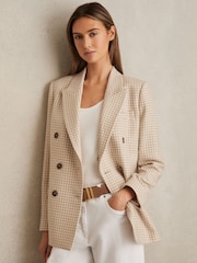 Двубортный клетчатый блейзер Reiss Bella с шерстью - Image 1 of 6