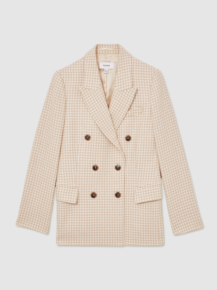 Reiss Bella Double Breasted Check Blazer With Wool - Image 2 of 6 Reiss Bella Double Breasted Check Blazer With Wool - Image 2 of 6