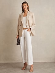 Двубортный клетчатый блейзер Reiss Bella с шерстью - Image 3 of 6