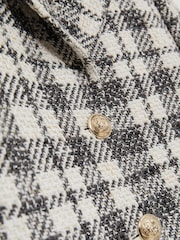 Reiss Grey Check Carly Cotton Blend Check Cropped Jacket - Image 6 of 6
