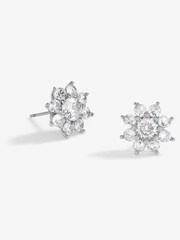 Jon Richard Silver Tone Cubic Zirconia Crystal Flower Stud Earrings - Gift Boxed - Image 2 of 3