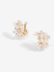 Jon Richard Gold Tone White Floral Hoop Earrings - Image 1 of 3