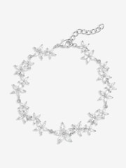 Jon Richard Silver Tone Cubic Zirconia Mixed Floral Print Bracelet - Image 1 of 1