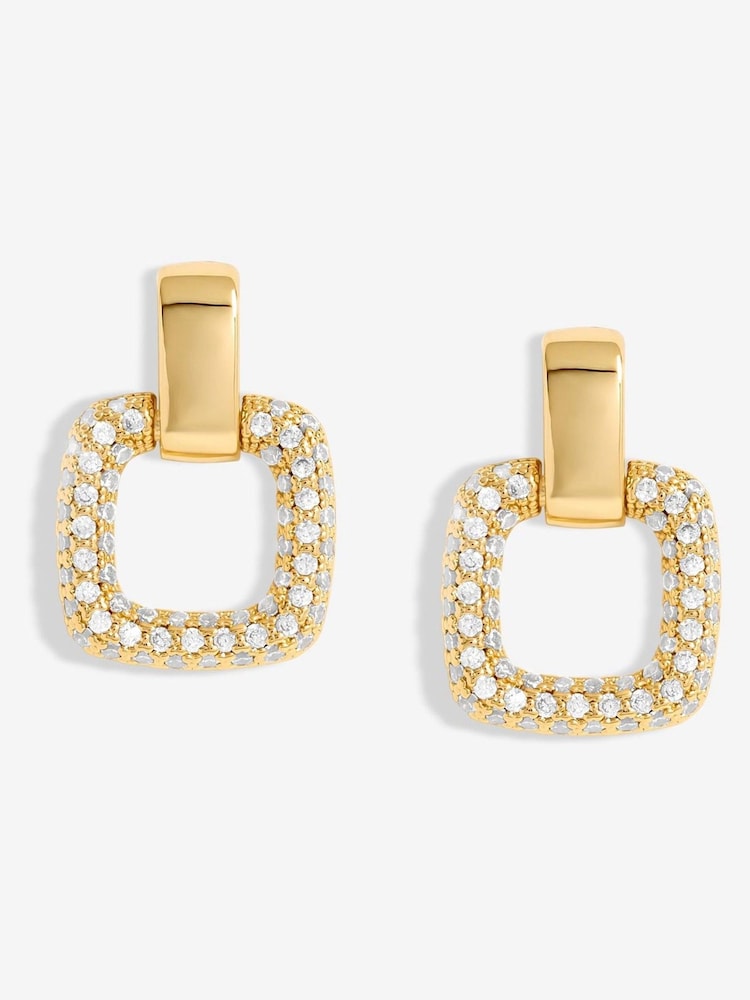 Jon Richard Gold Tone Micro Pave Door Knocker Earrings - Image 1 of 3
