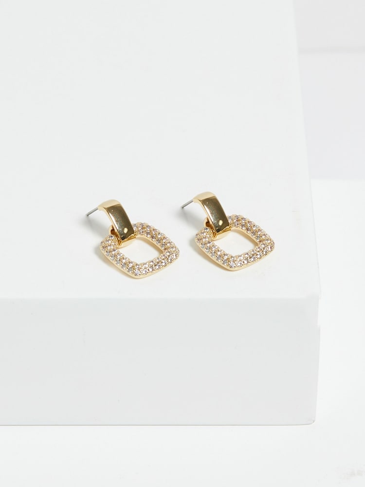 Jon Richard Gold Tone Micro Pave Door Knocker Earrings - Image 2 of 3