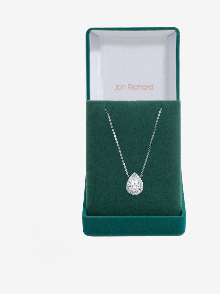 Jon Richard Silver Tone Cubic Zirconia Crystal Peardrop Pendant - Image 1 of 3