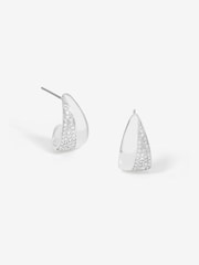 Jon Richard Silver Tone Micro Pave Polished Hoops - Image 1 of 2