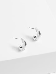Jon Richard Silver Tone Micro Pave Polished Hoops - Image 2 of 2