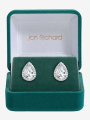Jon Richard Silver Tone Cubic Zirconia Crystal Peardrop Stud Gift Boxed Earrings - Image 1 of 3