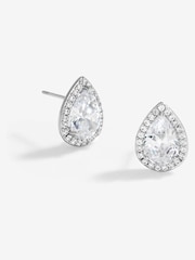 Jon Richard Silver Tone Cubic Zirconia Crystal Peardrop Stud Gift Boxed Earrings - Image 2 of 3
