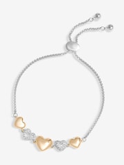 Jon Richard Silver Tone Crystal Heart Toggle Bracelet - Image 1 of 3