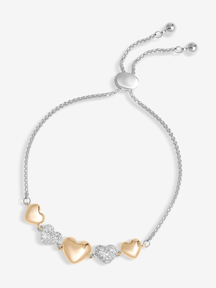 Jon Richard Silver Tone Crystal Heart Toggle Bracelet - Image 1 of 3