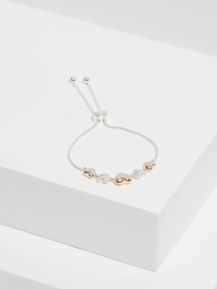 Jon Richard Silver Tone Crystal Heart Toggle Bracelet - Image 3 of 3 Jon Richard Silver Tone Crystal Heart Toggle Bracelet - Image 3 of 3