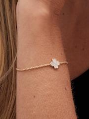 Jon Richard Gold Tone Mother Of Pearl Enamel Heart Clover Toggle Bracelet - Image 1 of 4