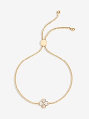 Jon Richard Gold Tone Mother Of Pearl Enamel Heart Clover Toggle Bracelet - Image 4 of 4