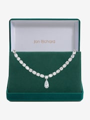 Jon Richard Silver Tone Cubic Zirconia Mixed Stone Peardrop Allway Necklace - Gift Boxed - Image 1 of 3