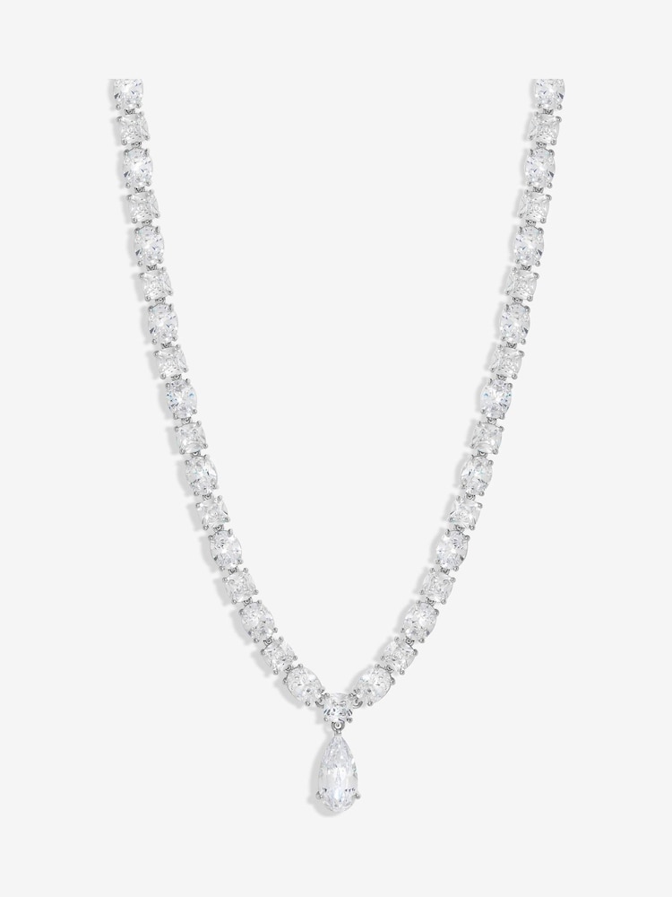 Jon Richard Silver Tone Cubic Zirconia Mixed Stone Peardrop Allway Necklace - Gift Boxed - Image 2 of 3
