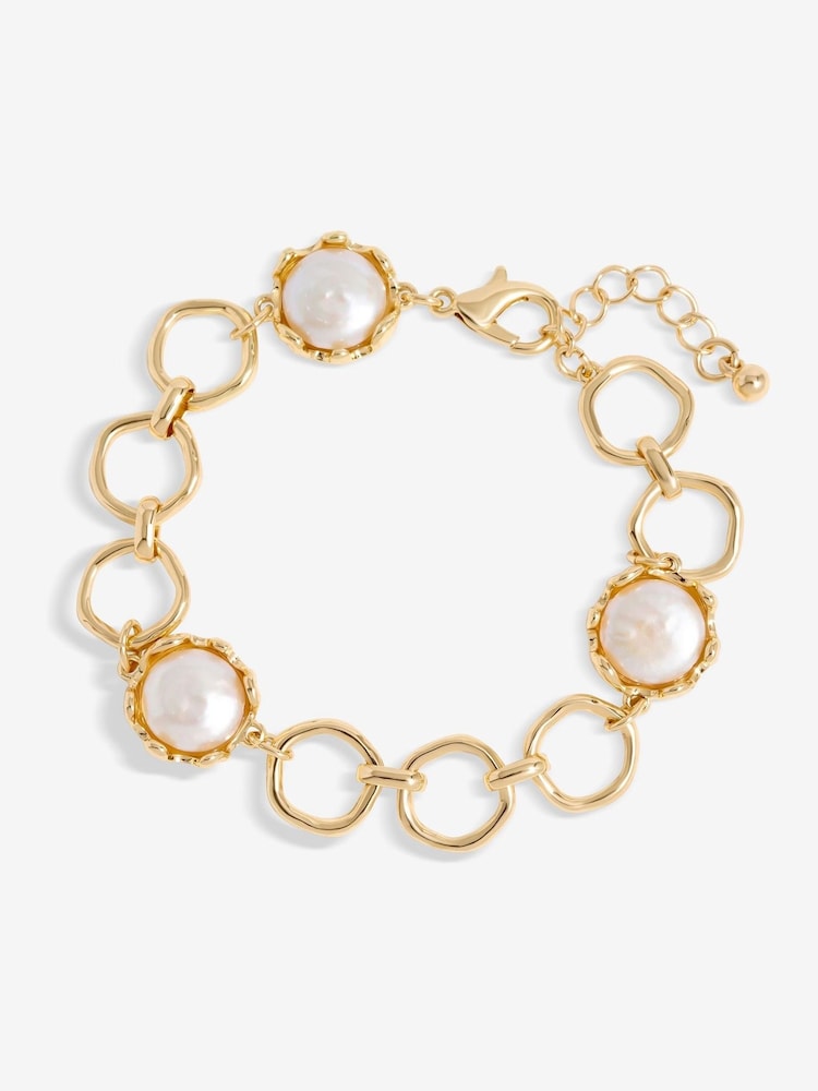 Jon Richard Gold Tone Baroque Pearl Polished Chain Bracelet - Image 1 of 2