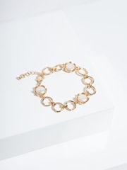 Jon Richard Gold Tone Baroque Pearl Polished Chain Bracelet - Image 2 of 2