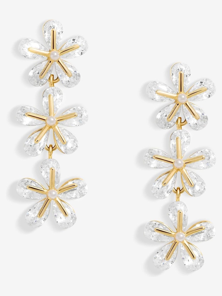 Jon Richard Gold Tone Multi Floral Drop Earrings - Image 1 of 3