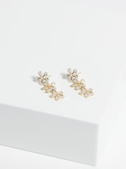 Jon Richard Gold Tone Multi Floral Drop Earrings - Image 2 of 3