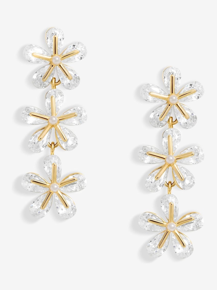 Jon Richard Gold Tone Multi Floral Drop Earrings - Image 3 of 3 Jon Richard Gold Tone Multi Floral Drop Earrings - Image 3 of 3